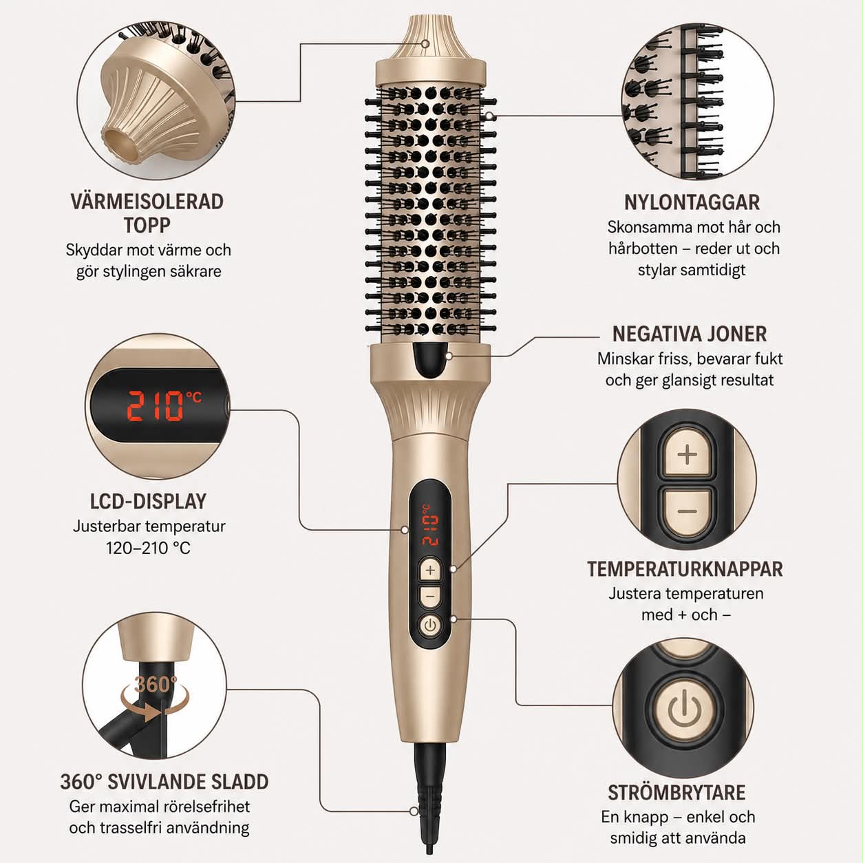 AuraWave™ Gold 3-in 1 Thermal Brush